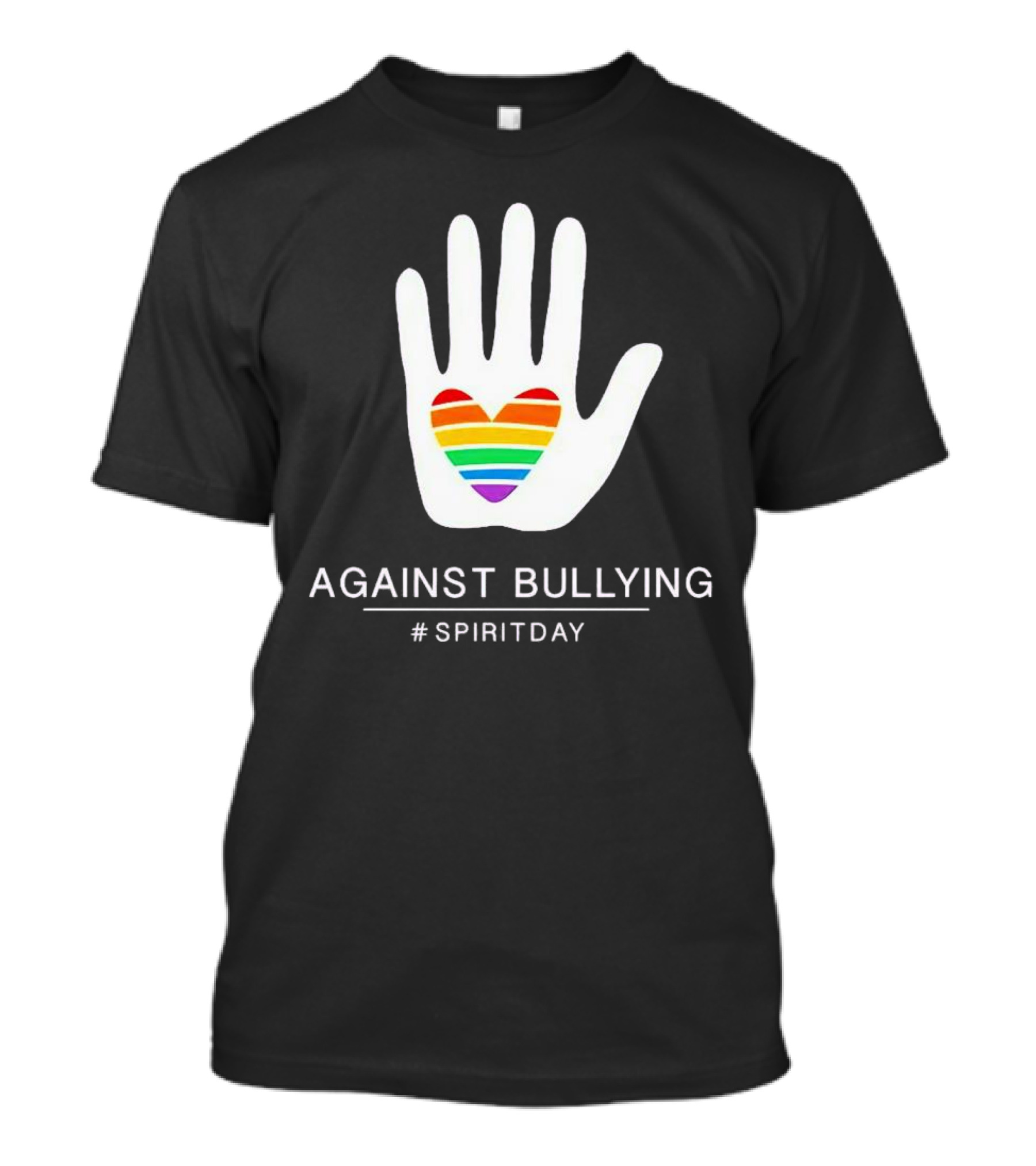 Against Bullying Rainbow Heart Hand Spirit Day T-Shirt