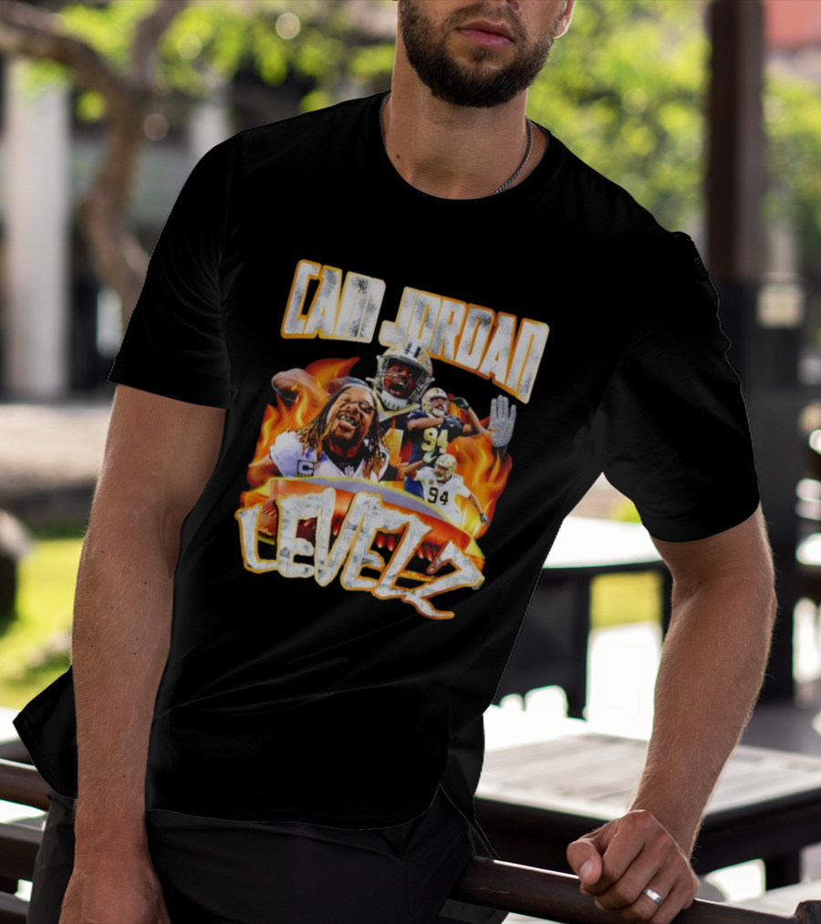 Cam Jordan Levelz Football Flames Action 94 T-Shirt