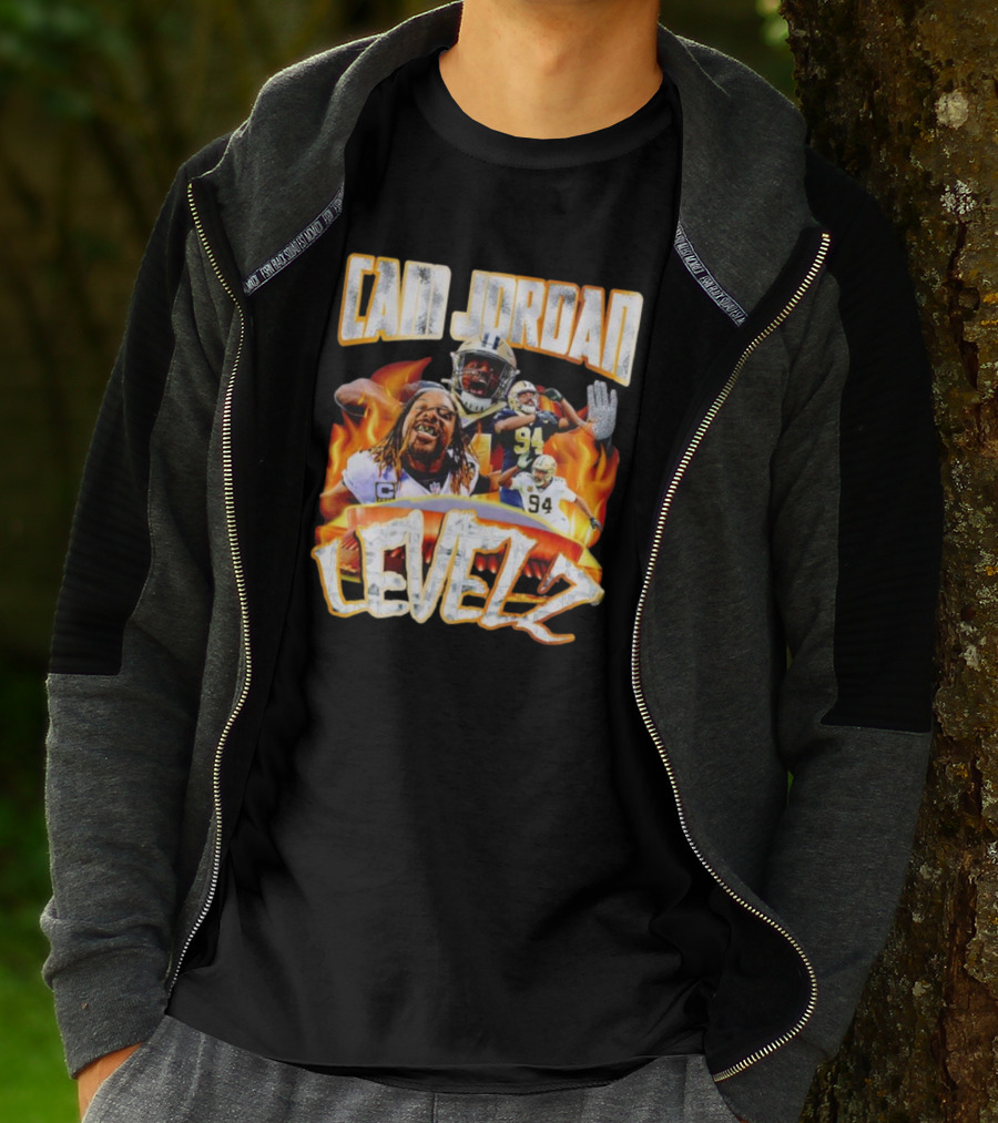 Cam Jordan Levelz Football Flames Action 94 T-Shirt