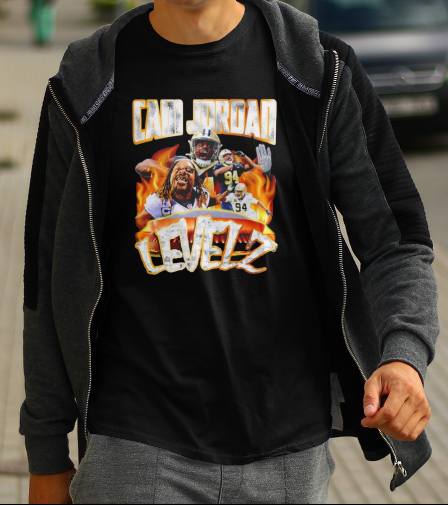 Cam Jordan Levelz Football Flames Action 94 T-Shirt