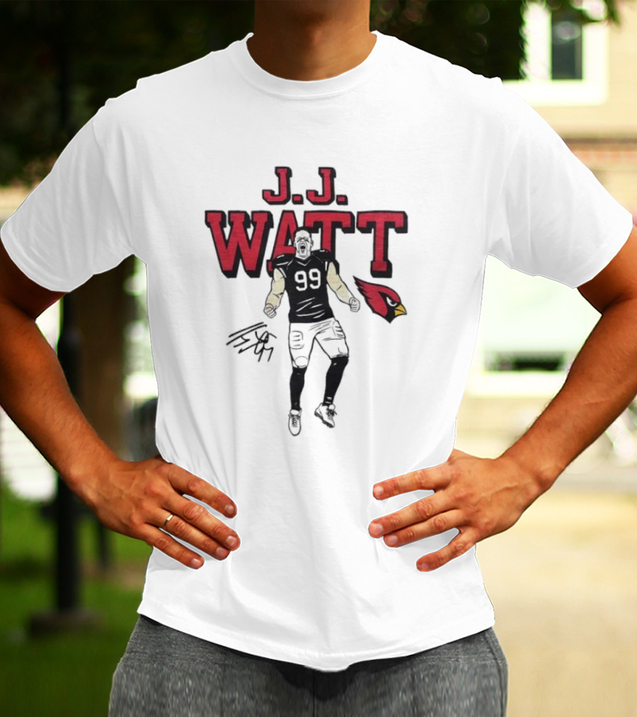 J.J. Watt Cardinals Signature Football T-Shirt