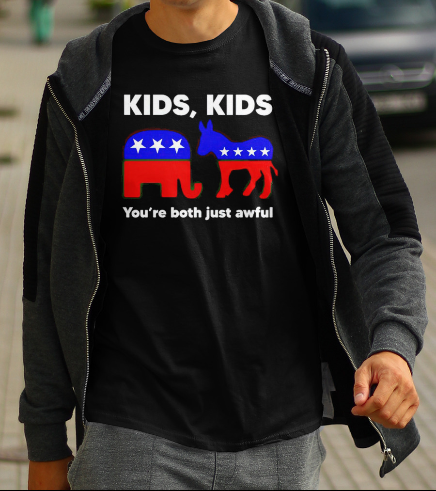 Kids Kids You're Both Just Awful Elephant Donkey Stars Political Humor T-Shirt