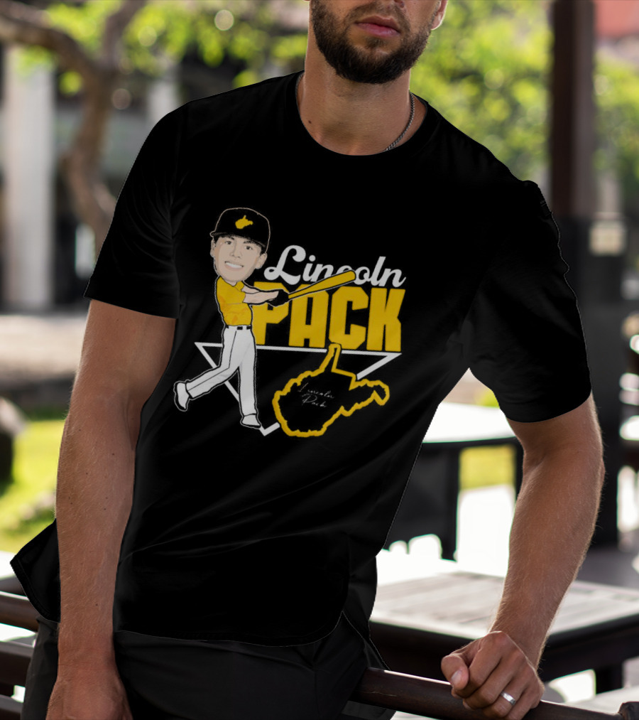 Lincoln Pack Baseball Caricature With Signature And West Virginia T-Shirt