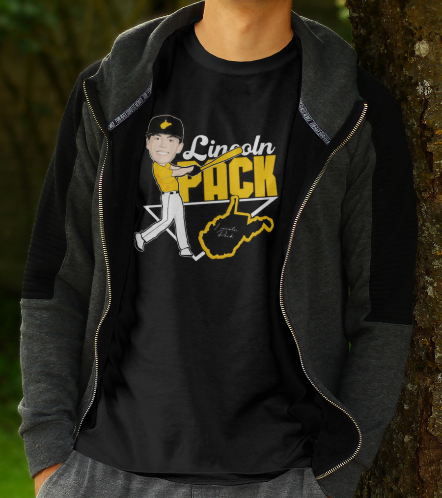 Lincoln Pack Baseball Caricature With Signature And West Virginia T-Shirt
