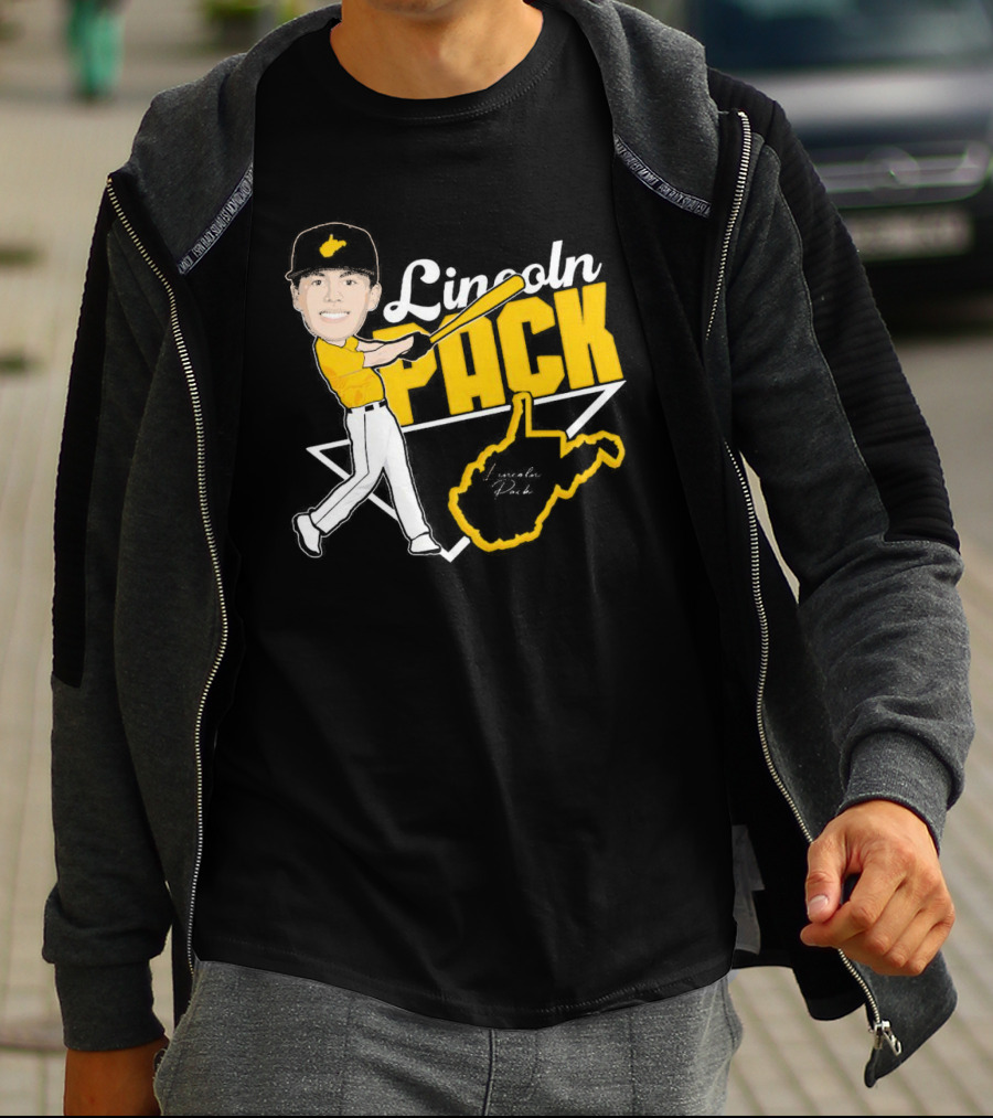 Lincoln Pack Baseball Caricature With Signature And West Virginia T-Shirt