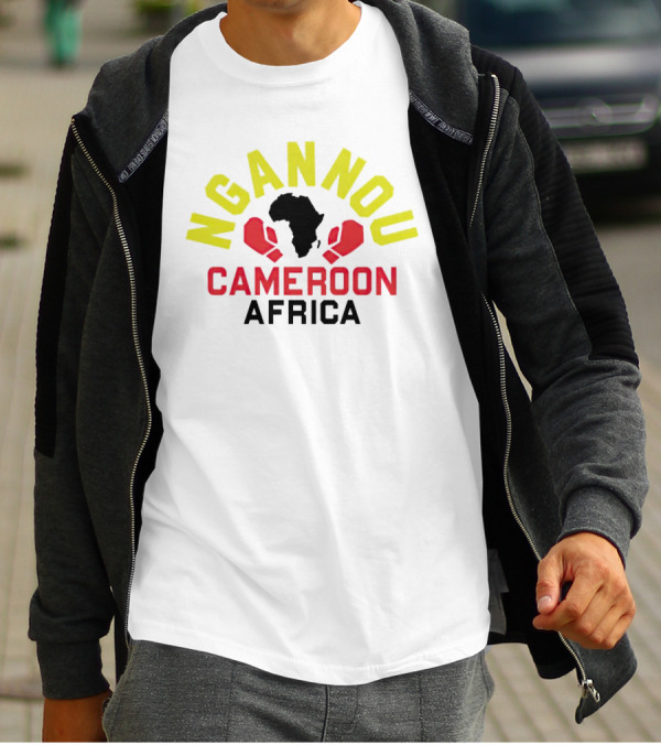 Ngannou Cameroon Africa Boxing Gloves Map T-Shirt