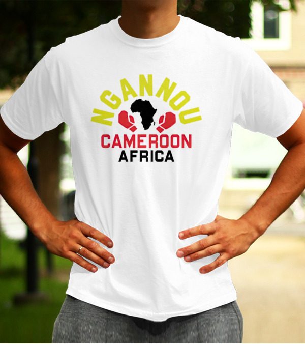 Ngannou Cameroon Africa Boxing Gloves Map T-Shirt