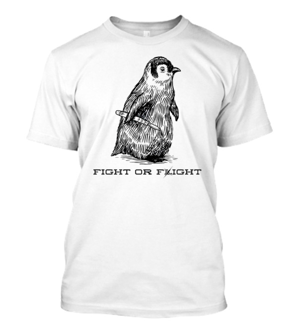 Fight Or Flight Penguin With Knife Image T-Shirt