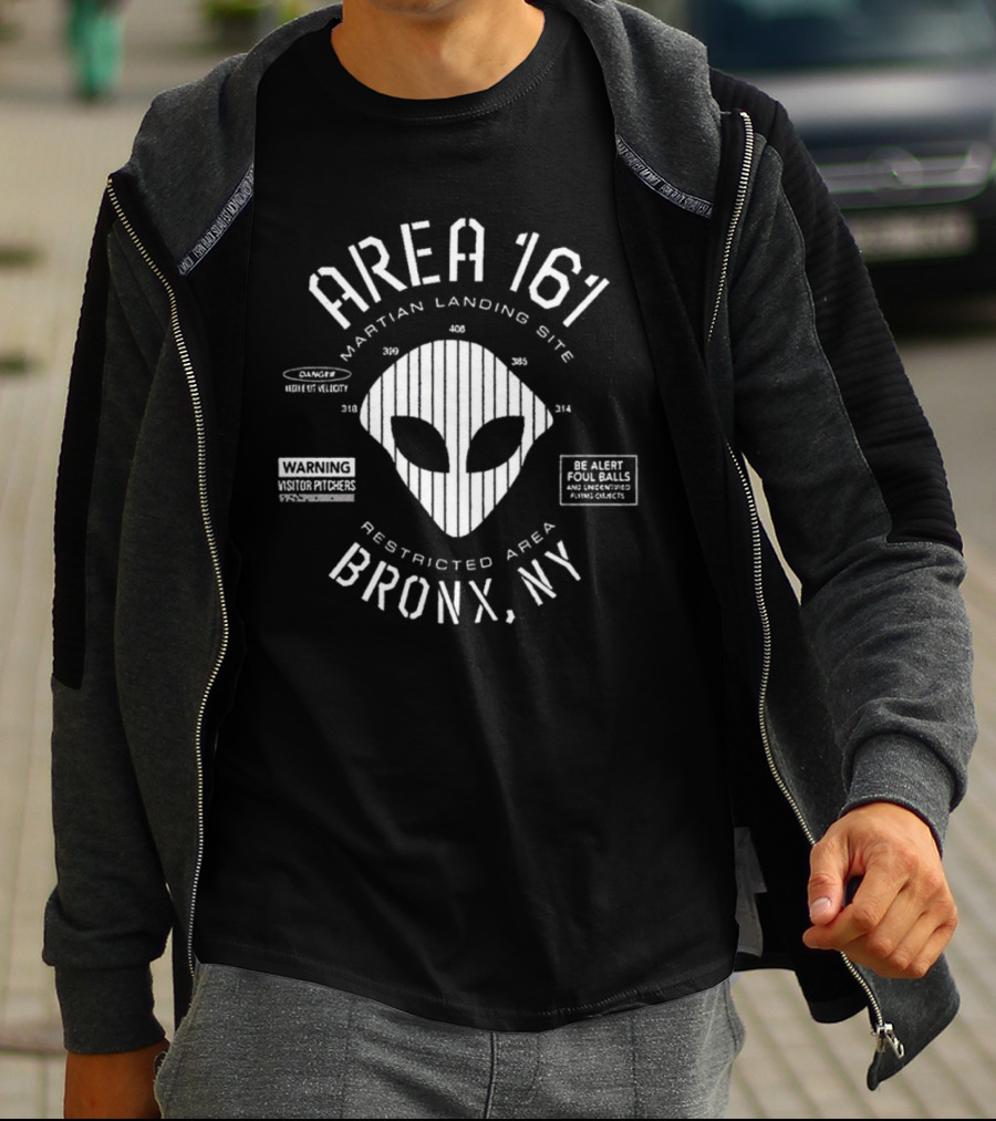 Area 161 Martian Landing Site Restricted Area Warning Bronx NY Alien Foul Balls Danger T-Shirt