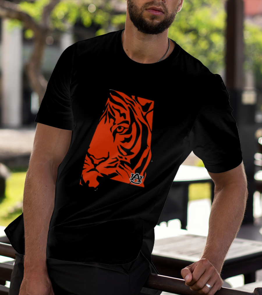 Auburn Tigers A Logo With Striped Tiger Face T-Shirt