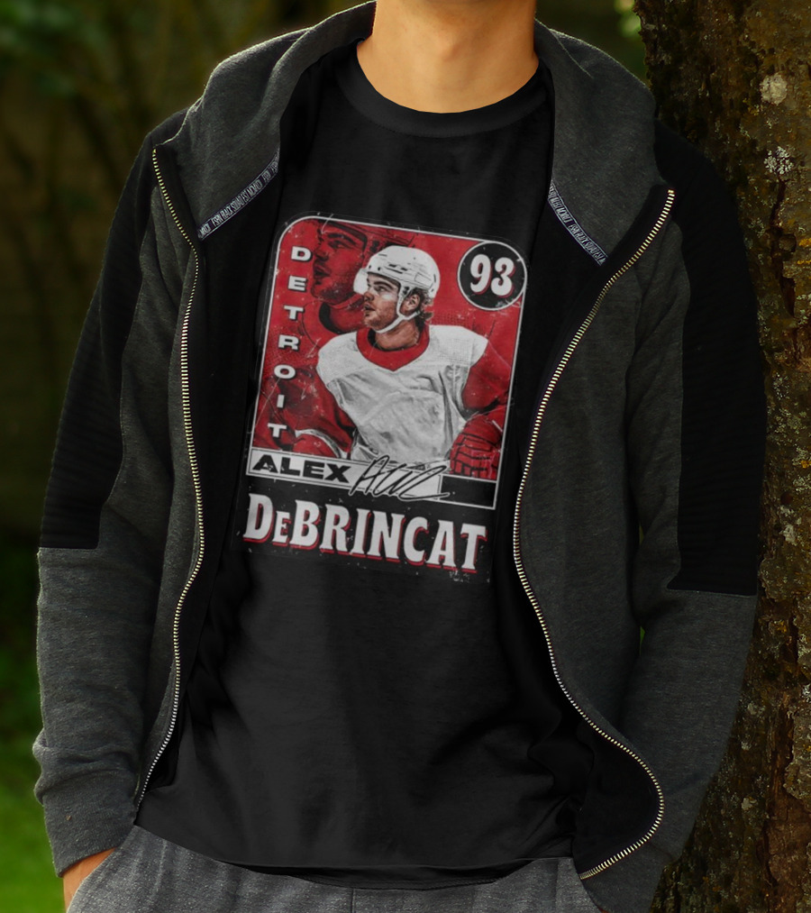 Detroit Alex DeBrincat 93 Card Red And White Hockey T-Shirt
