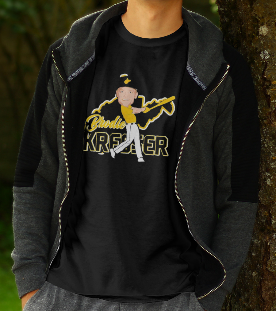 Brodie Kresser Caricature Signature Baseball Player With Bat And Outline T-Shirt
