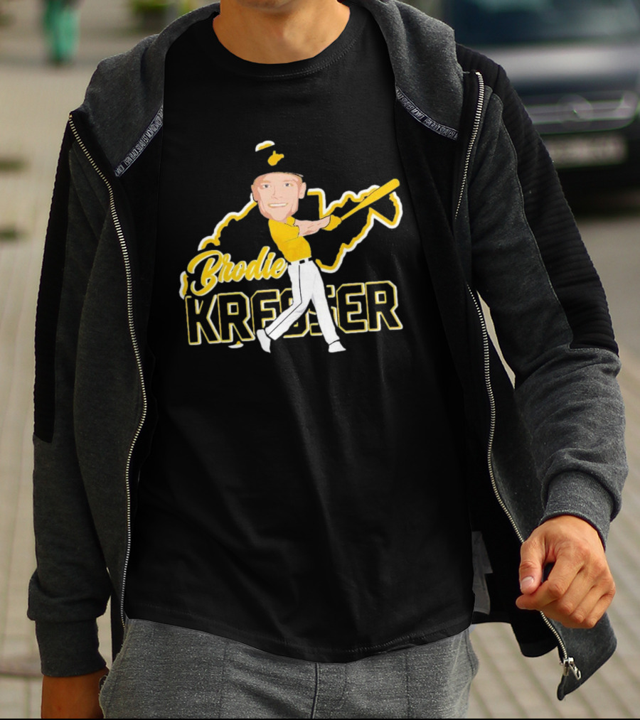 Brodie Kresser Caricature Signature Baseball Player With Bat And Outline T-Shirt