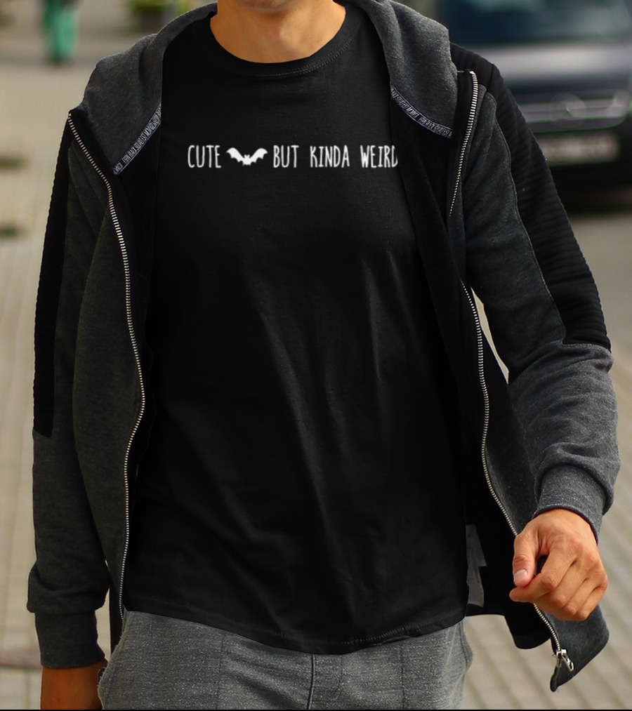 Happy Halloween Cute Bat But Kinda Weird Halloween Font Text T-Shirt