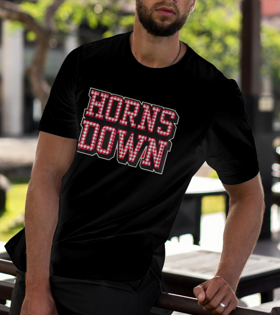 Houndstooth Horns Down Black T-Shirt