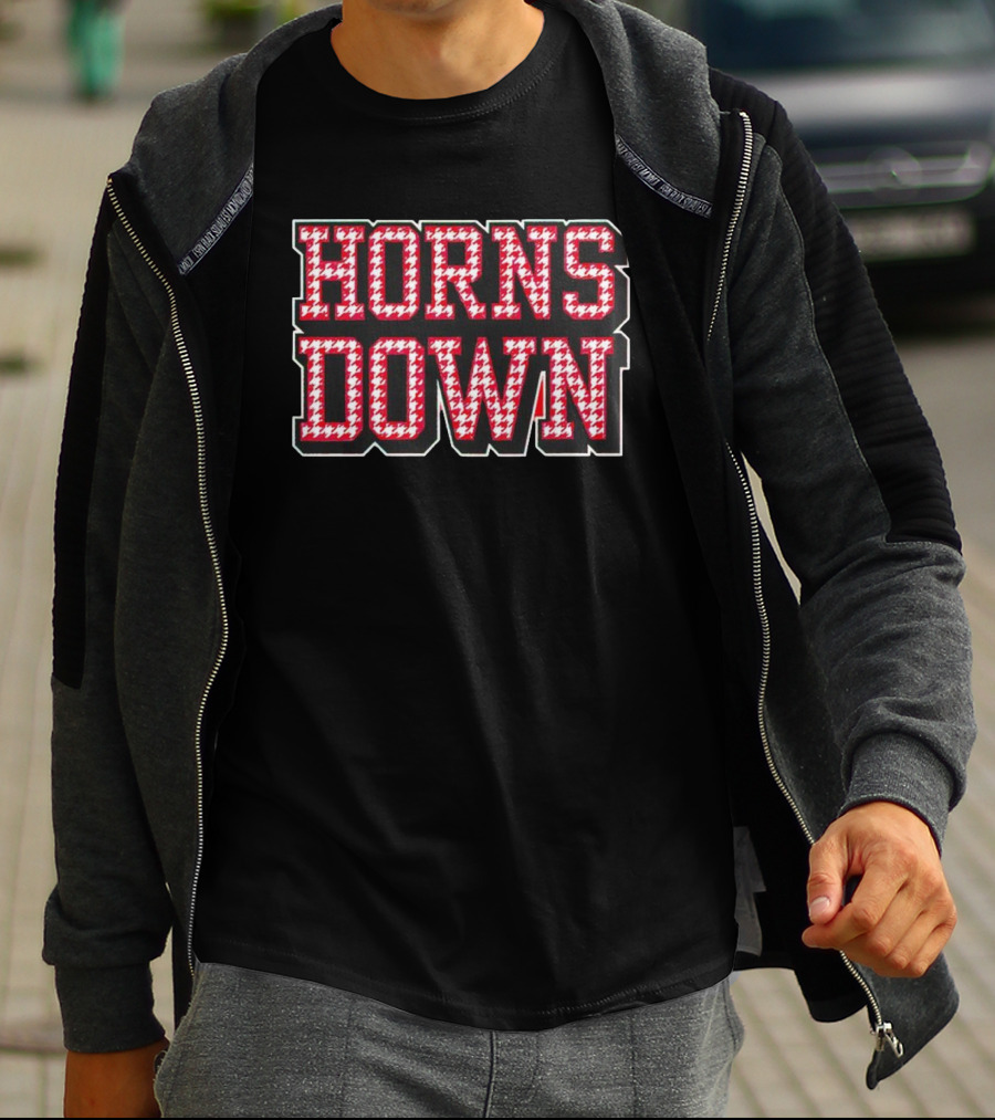 Houndstooth Horns Down Black T-Shirt
