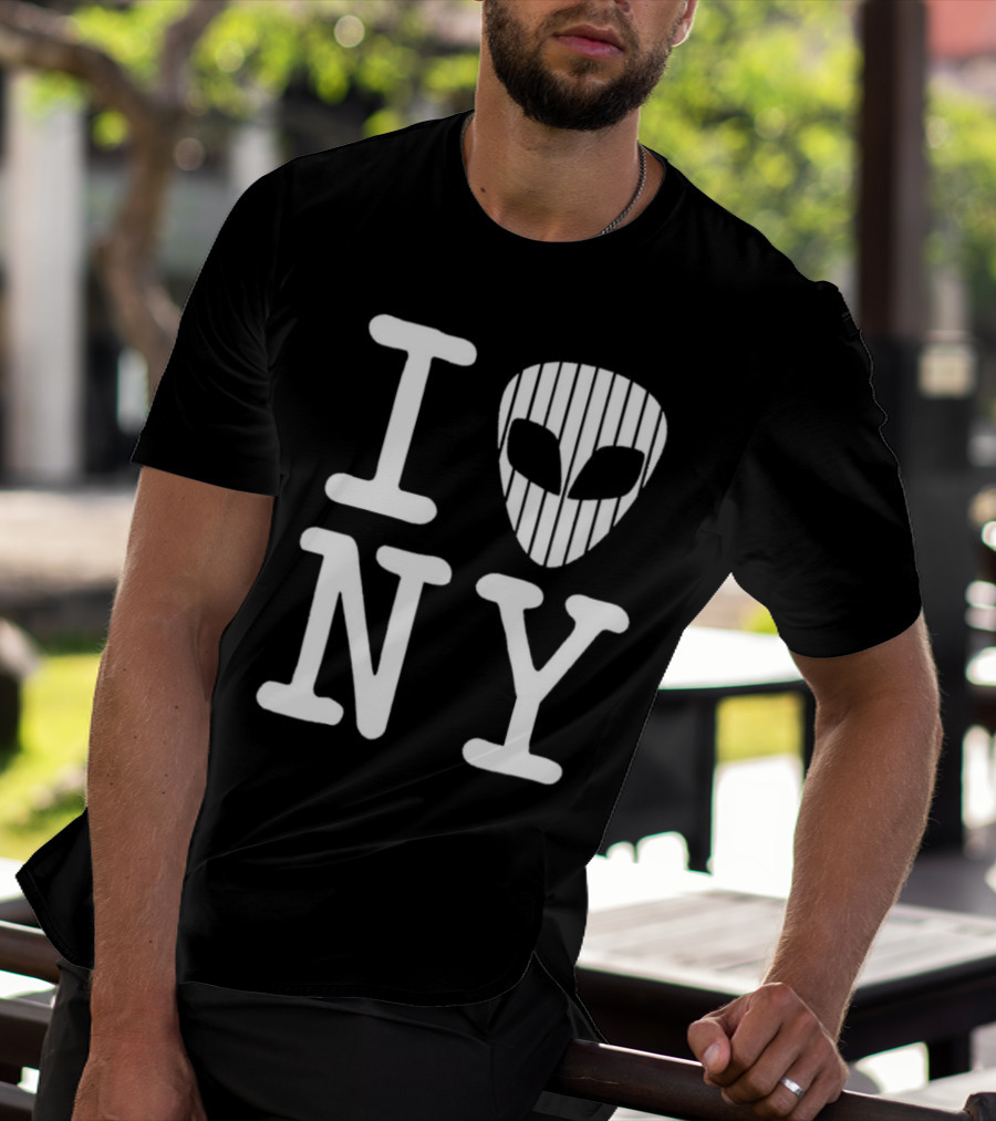 I Alien NY Alien Head Baseball Stripes T-Shirt