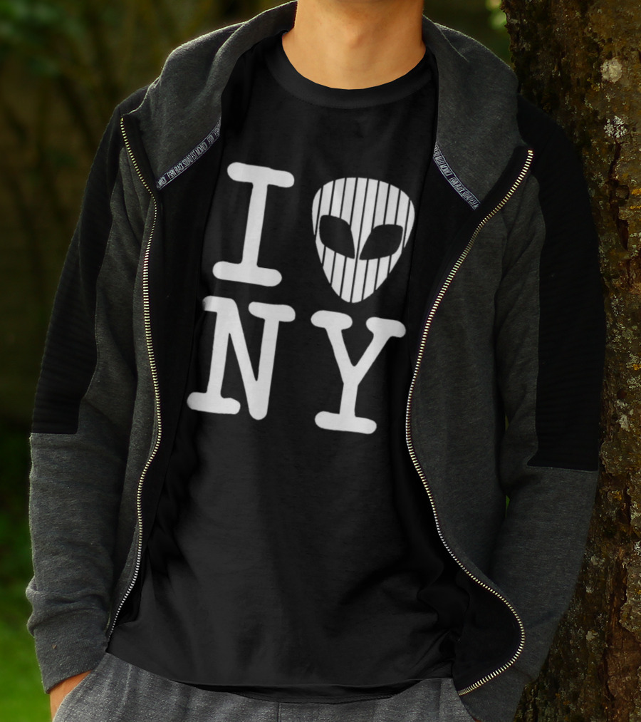 I Alien NY Alien Head Baseball Stripes T-Shirt