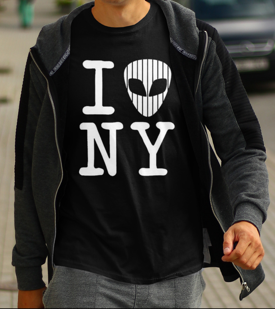I Alien NY Alien Head Baseball Stripes T-Shirt