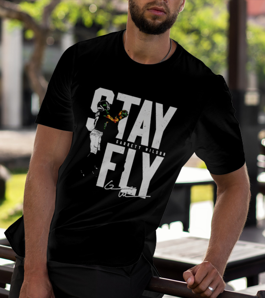 Garrett Wilson Stay Fly New York Jets Signature Catch T-Shirt