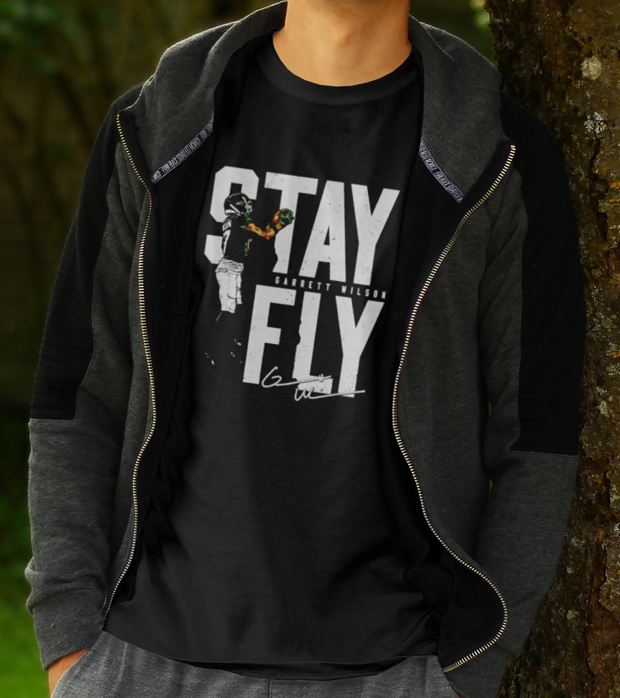 Garrett Wilson Stay Fly New York Jets Signature Catch T-Shirt
