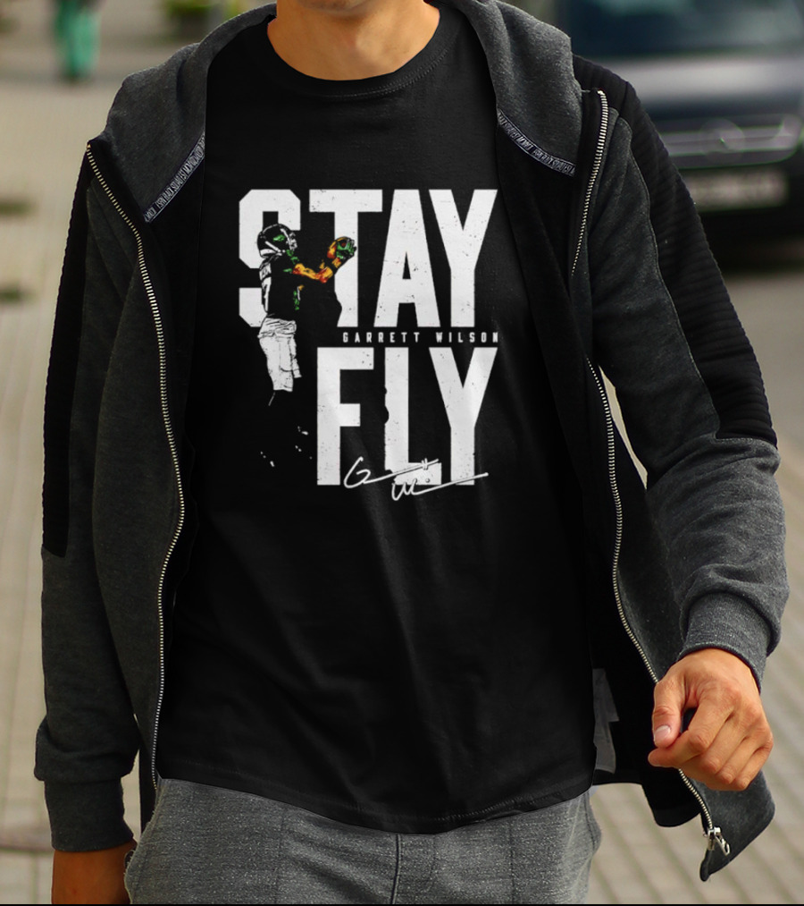 Garrett Wilson Stay Fly New York Jets Signature Catch T-Shirt