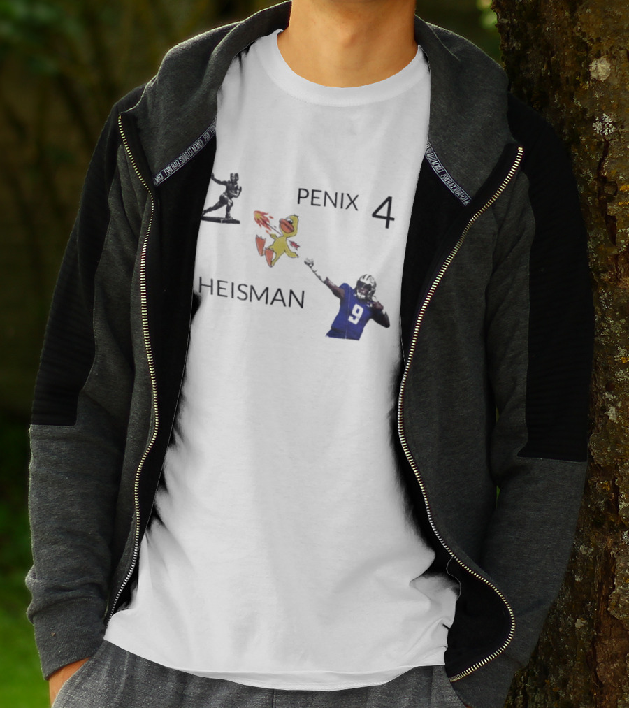 Penix 4 Heisman Football Player Number 9 With Trophy And Mascot Image T-Shirt