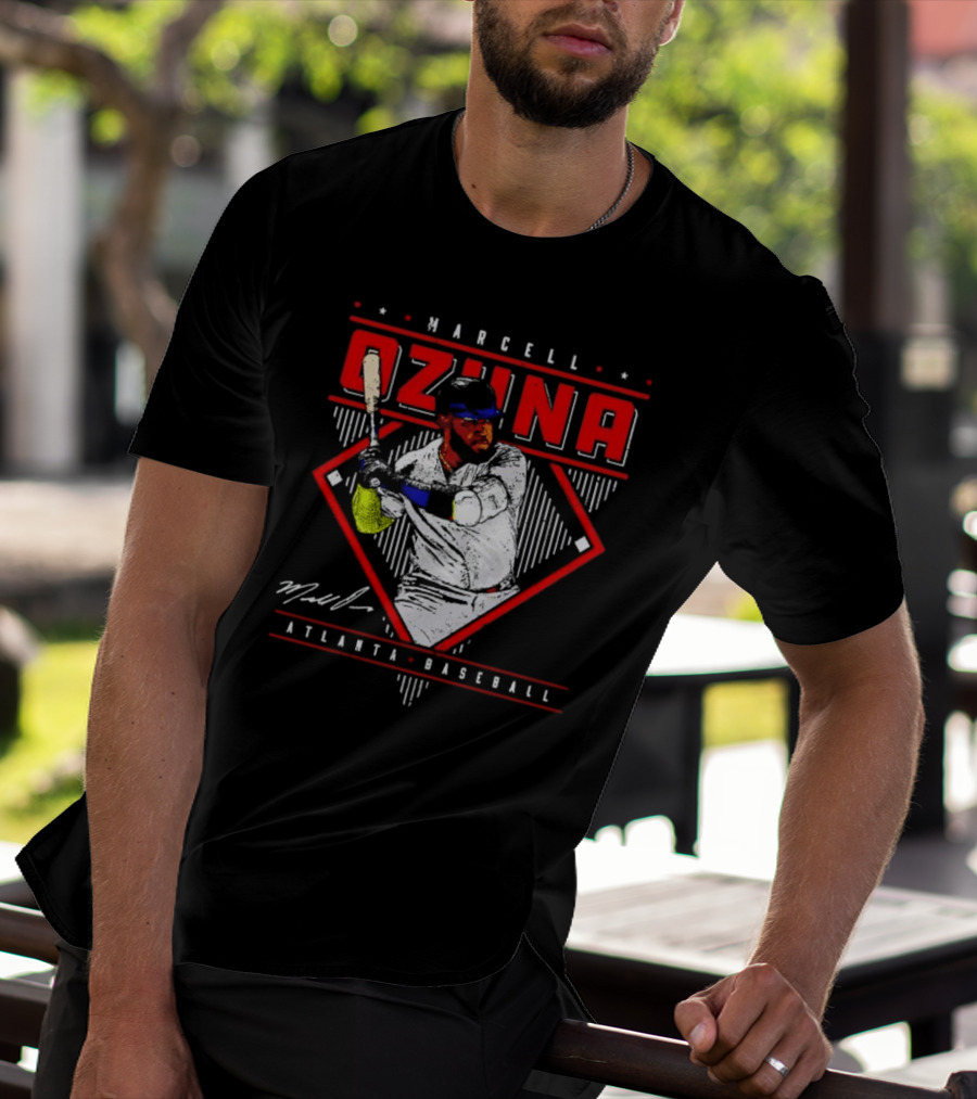 Marcell Ozuna Atlanta Baseball Diamond Graphic Signature T-Shirt