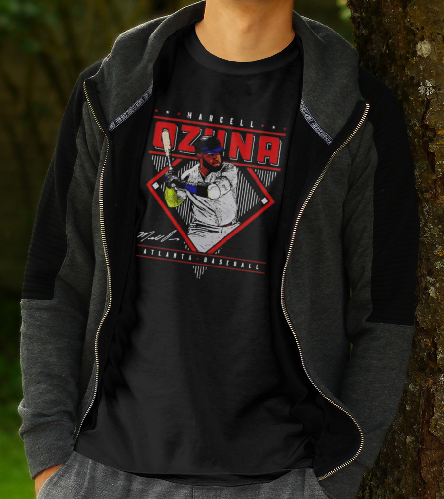 Marcell Ozuna Atlanta Baseball Diamond Graphic Signature T-Shirt