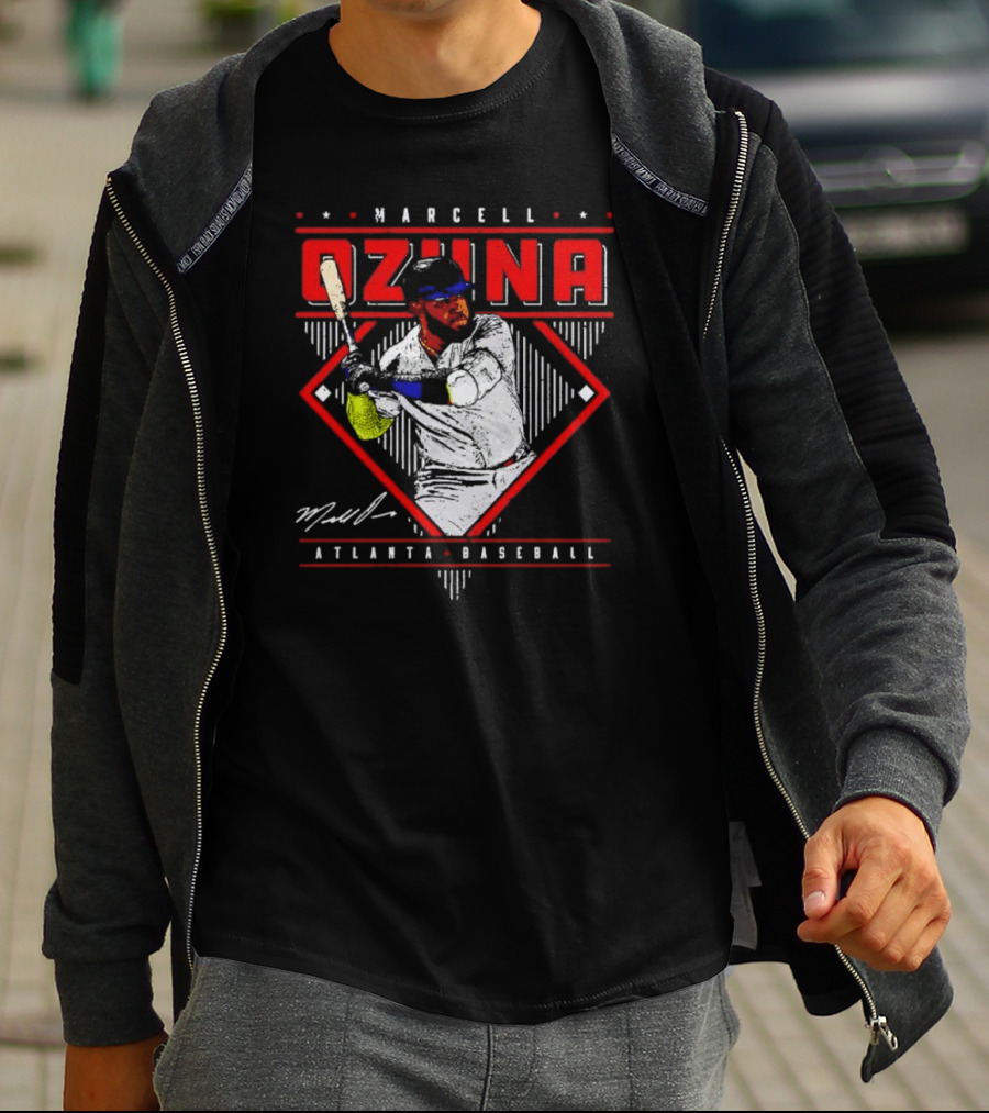 Marcell Ozuna Atlanta Baseball Diamond Graphic Signature T-Shirt