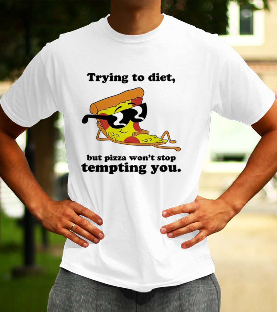 Trying To Diet But Pizza Won’t Stop Tempting You With Relaxed Pizza Slice In Sunglasses T-Shirt