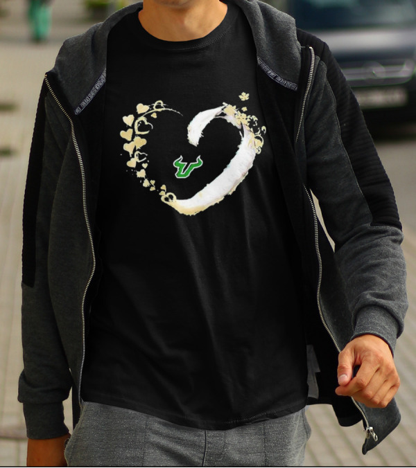 South Florida Bulls University Team Logo Heart T-Shirt