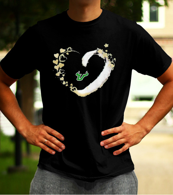 South Florida Bulls University Team Logo Heart T-Shirt