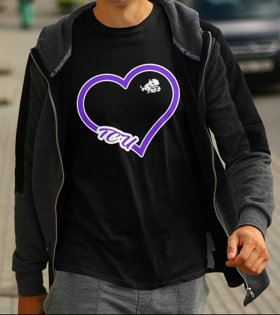 TCU Horned Frogs Purple Heart Outline T-Shirt