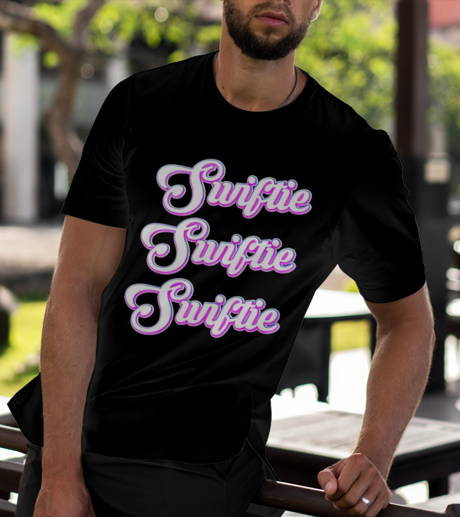 Triple Swiftie Groovy 80’s Style Retro Pink Typography T-Shirt