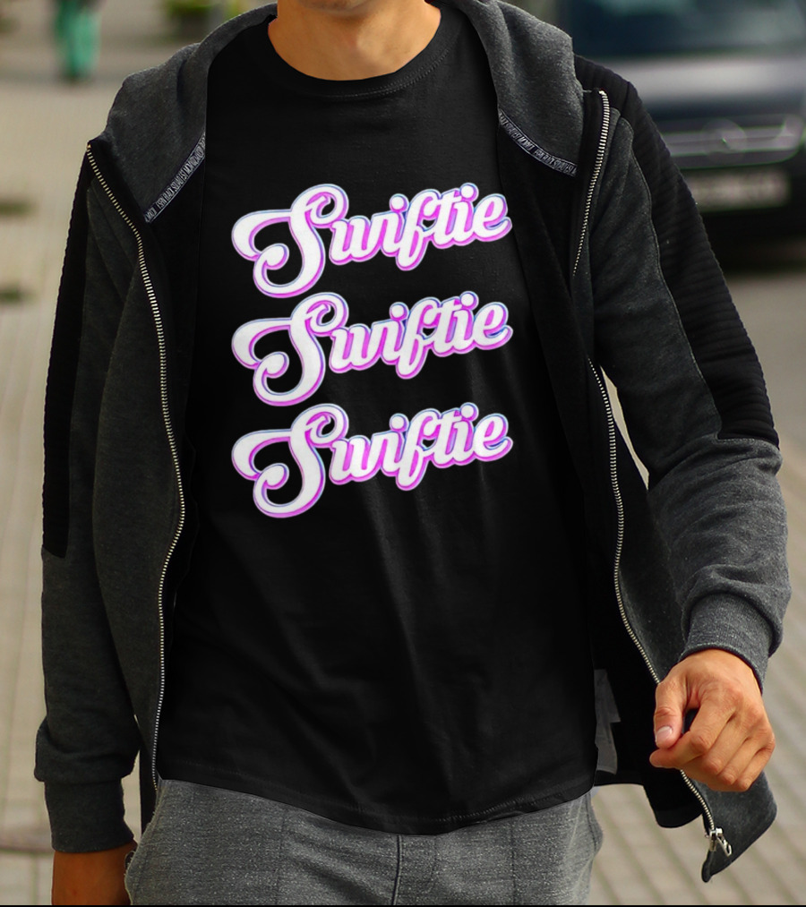 Triple Swiftie Groovy 80’s Style Retro Pink Typography T-Shirt