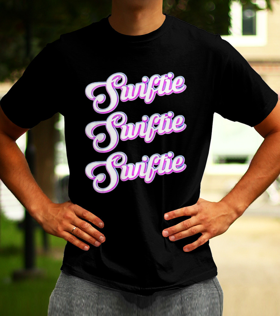 Triple Swiftie Groovy 80’s Style Retro Pink Typography T-Shirt