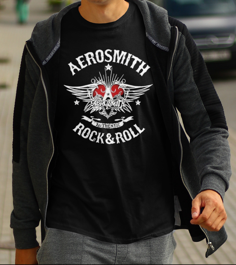 Aerosmith Authentic Rock And Roll Wings And Heart T-Shirt