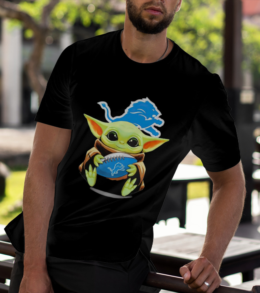 Baby Yoda Detroit Lions Football Fan T-Shirt