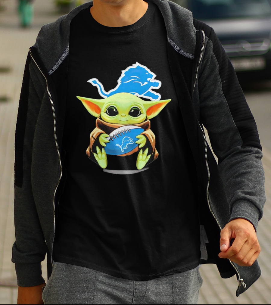 Baby Yoda Detroit Lions Football Fan T-Shirt