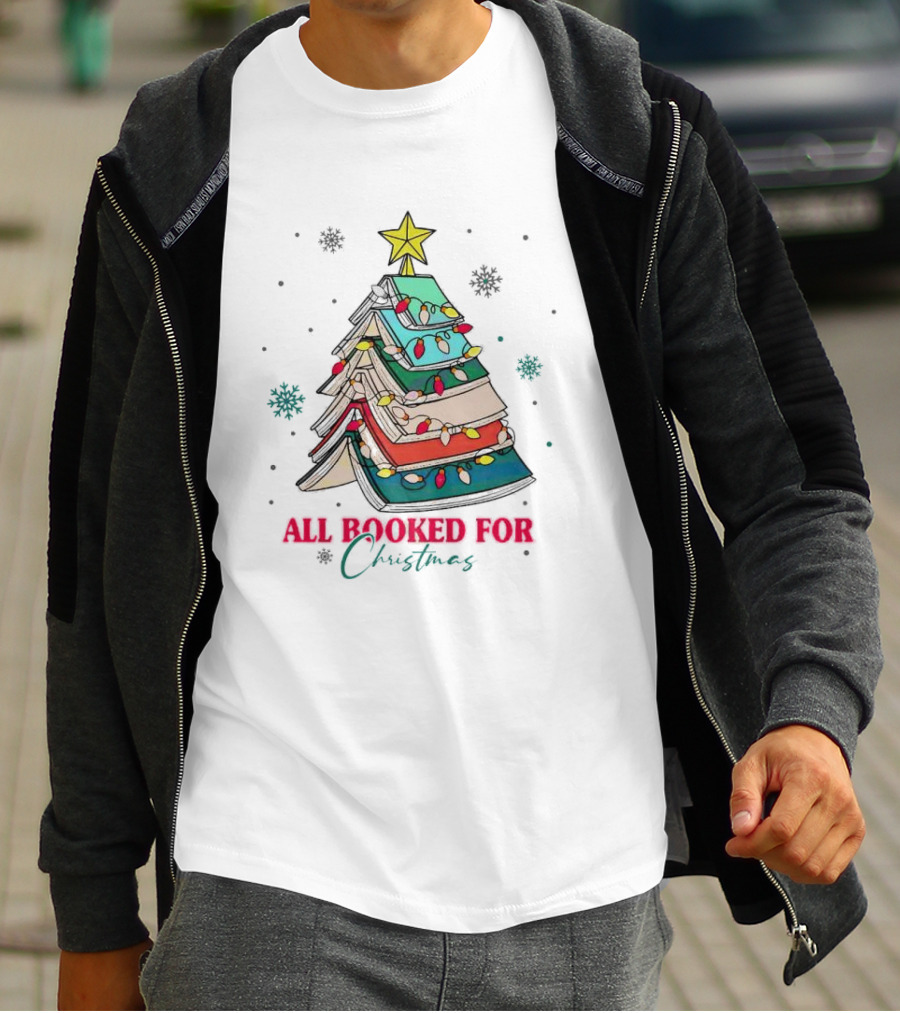 All Booked For Christmas Tree With Books And Lights T-Shirt