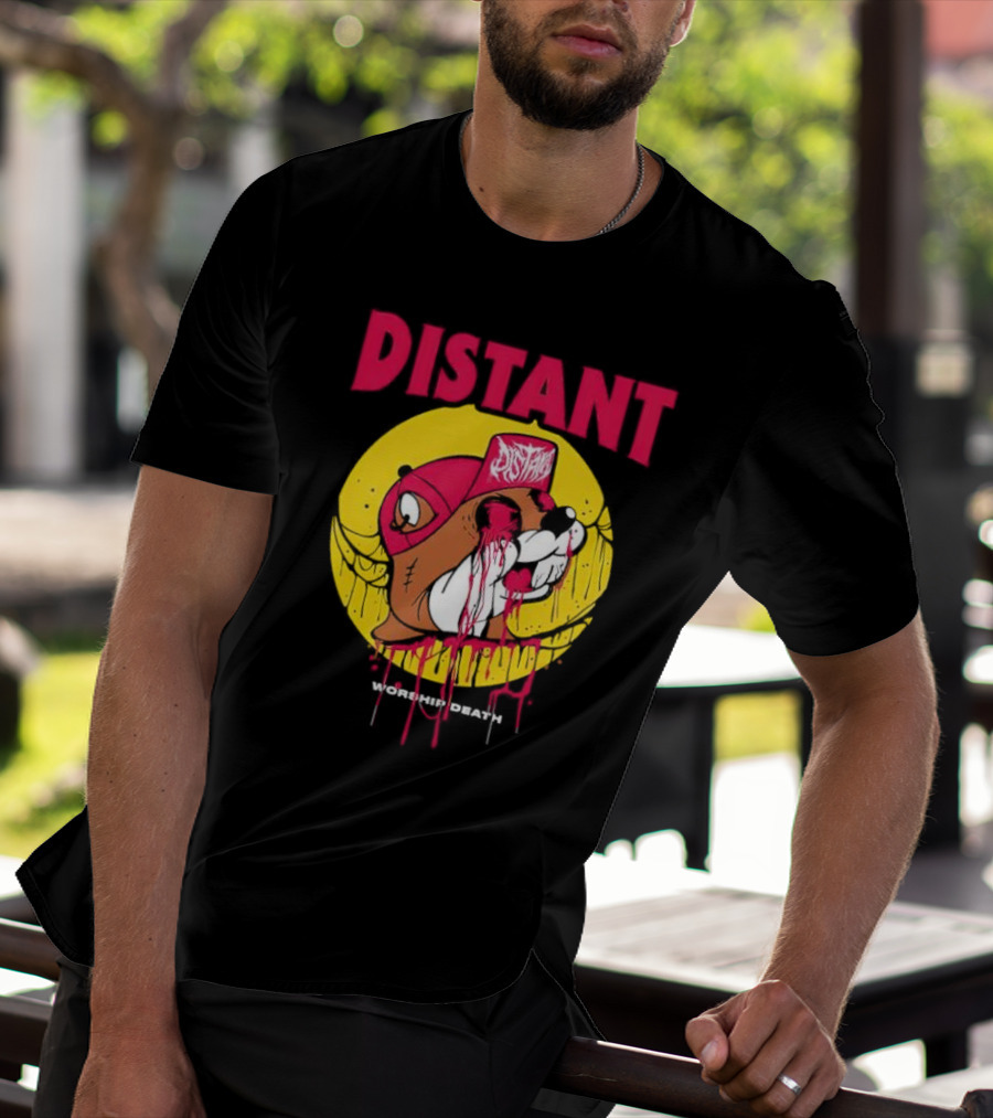 Distant Worship Death Melting Dog Graffiti Hat T-Shirt