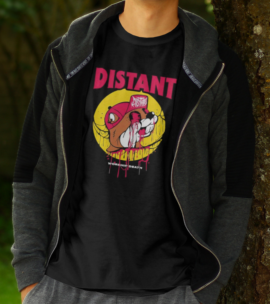 Distant Worship Death Melting Dog Graffiti Hat T-Shirt