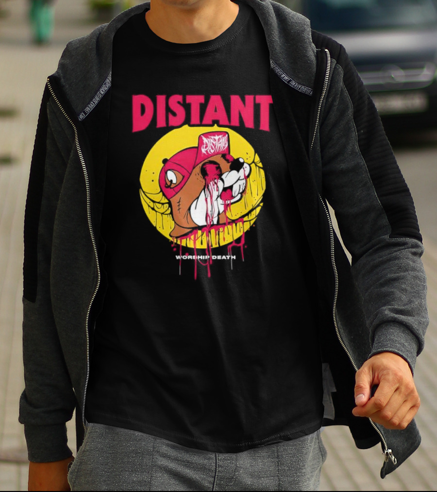 Distant Worship Death Melting Dog Graffiti Hat T-Shirt