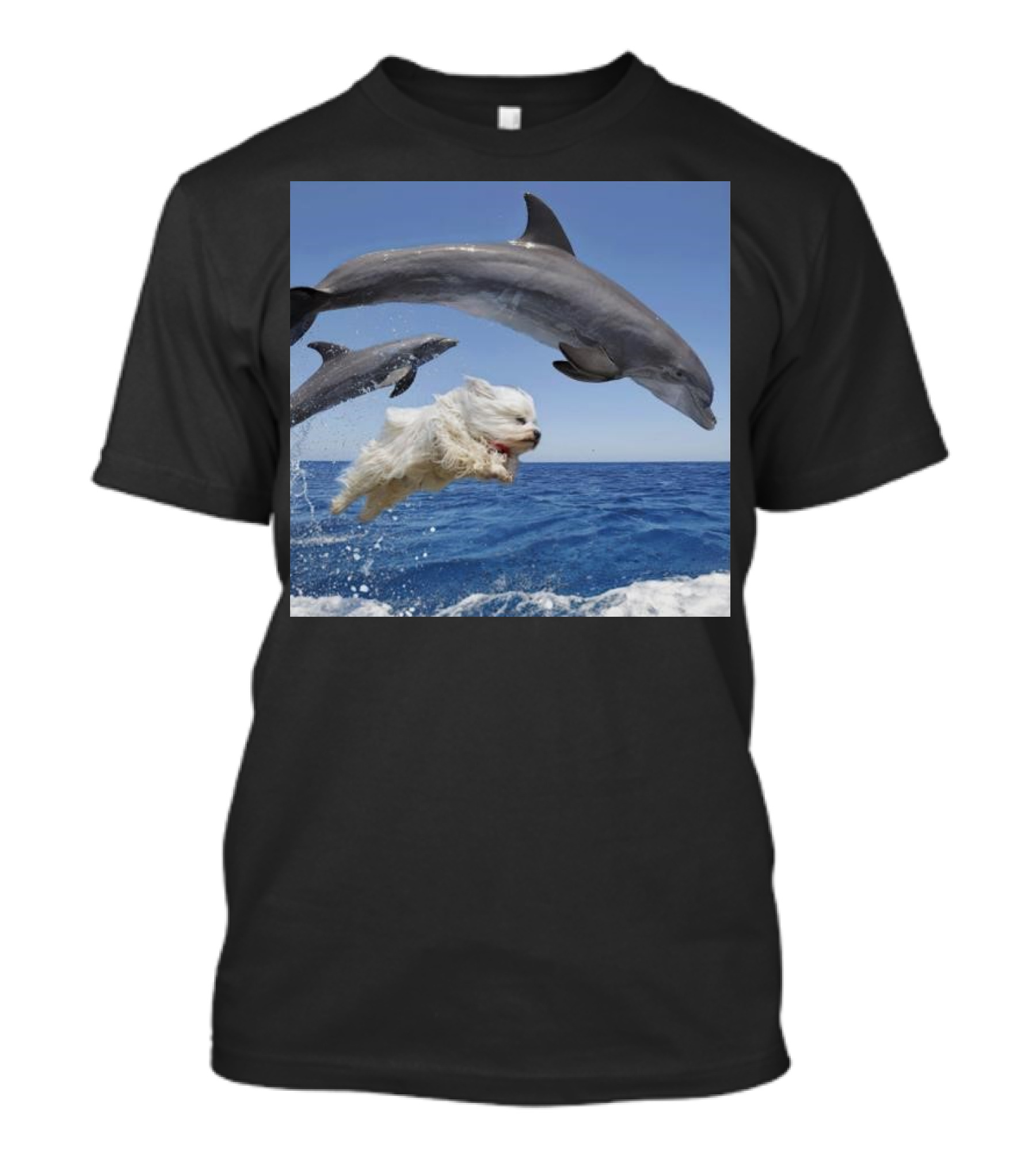 Dog Leaping With Dolphins Ocean Adventure T-Shirt