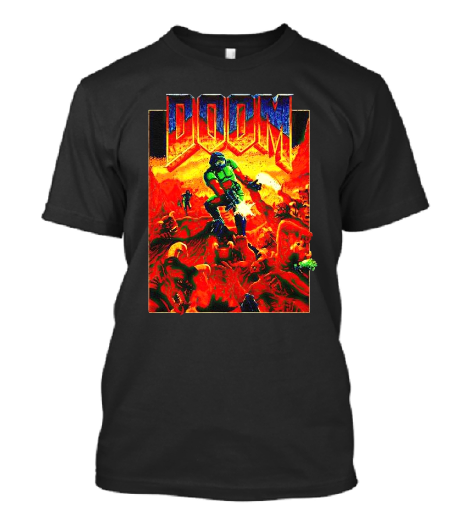 DOOM Welcome To Hell Iconic Demon Battle Scene T-Shirt