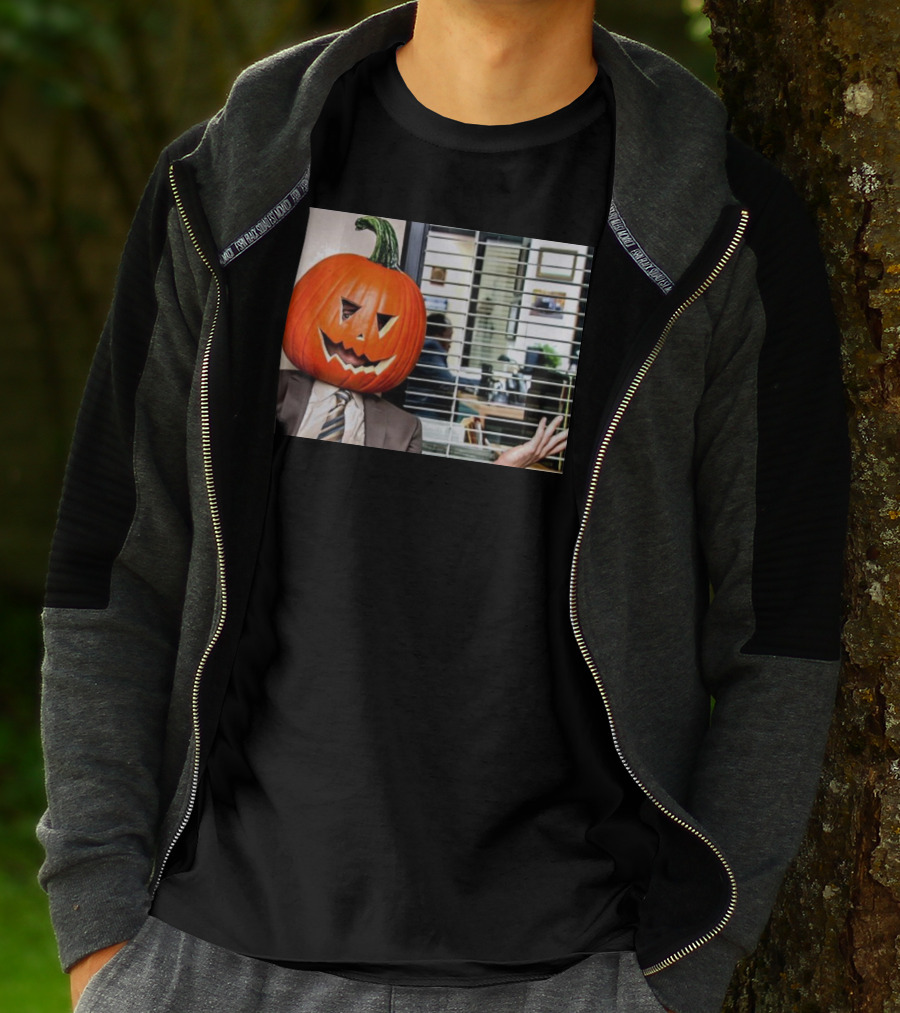 Dwight Schrute Pumpkin Head Halloween Office Scene T-Shirt
