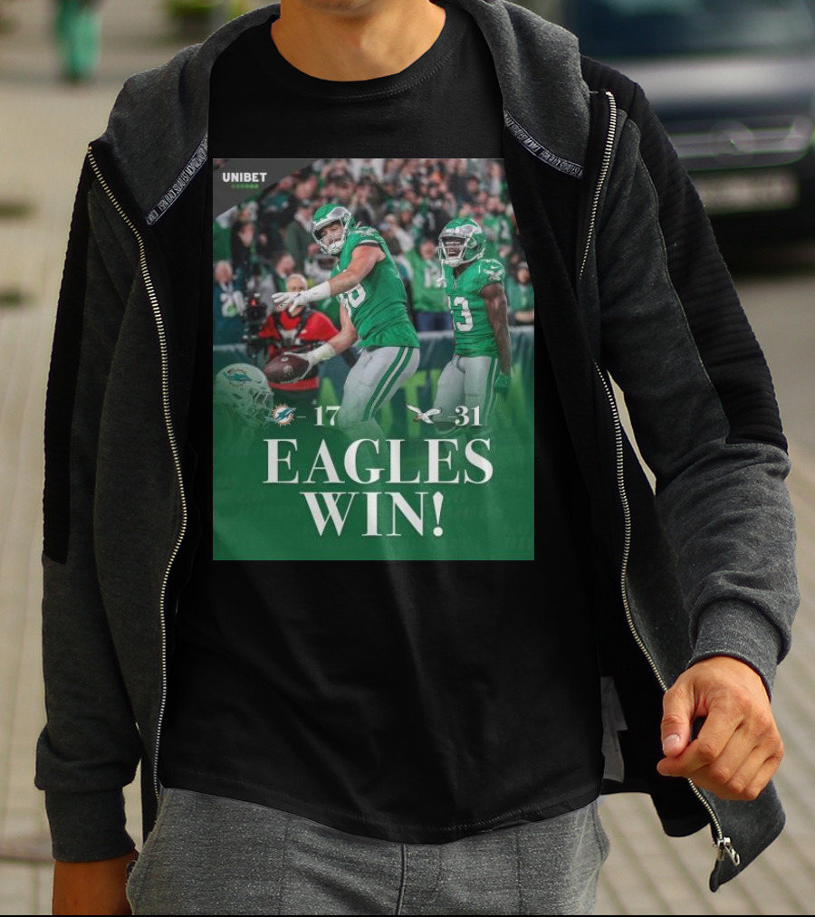 Eagles Win Over Dolphins 31-17 NFL Game Unibet Sports Highlight T-Shirt