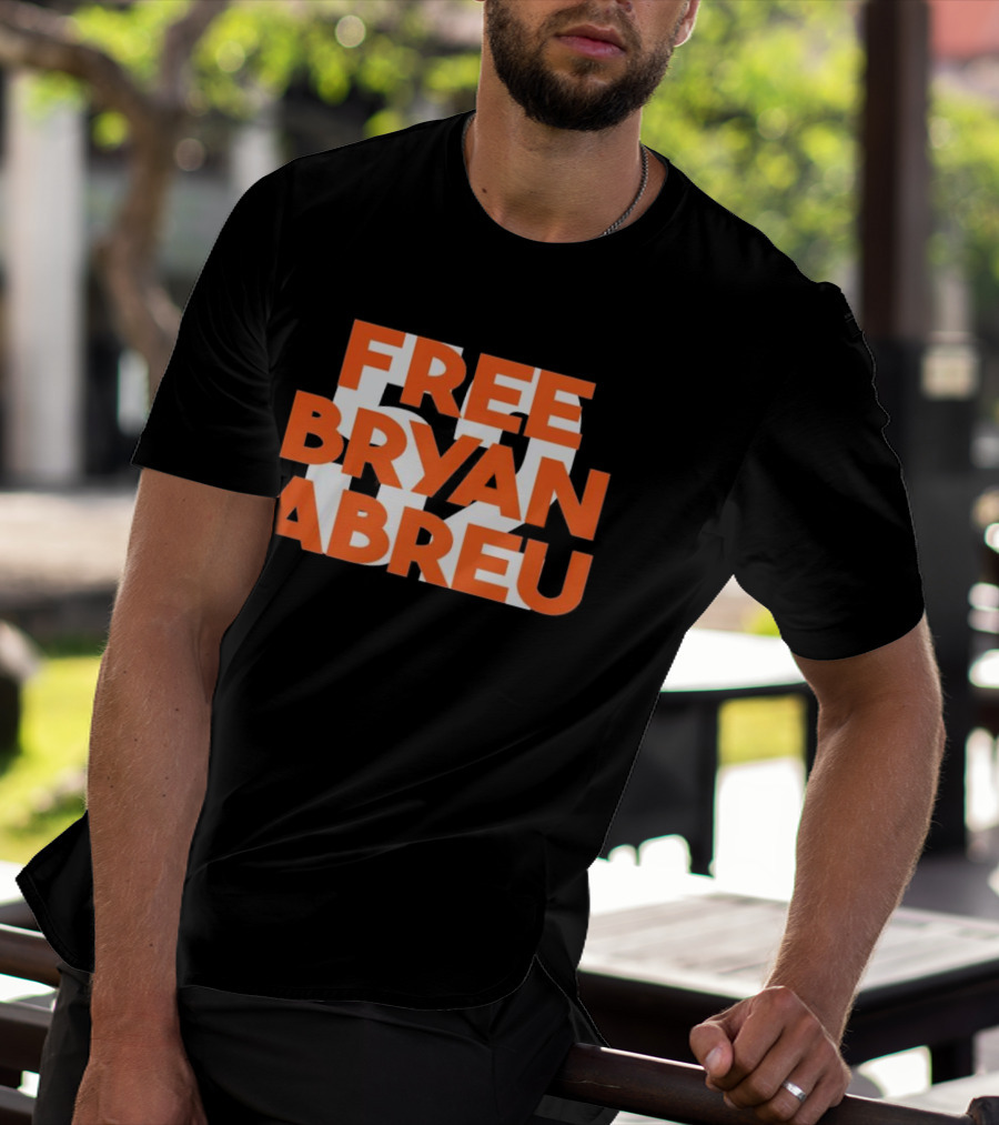 Free Bryan Abreu 52 Bold Orange Text T-Shirt