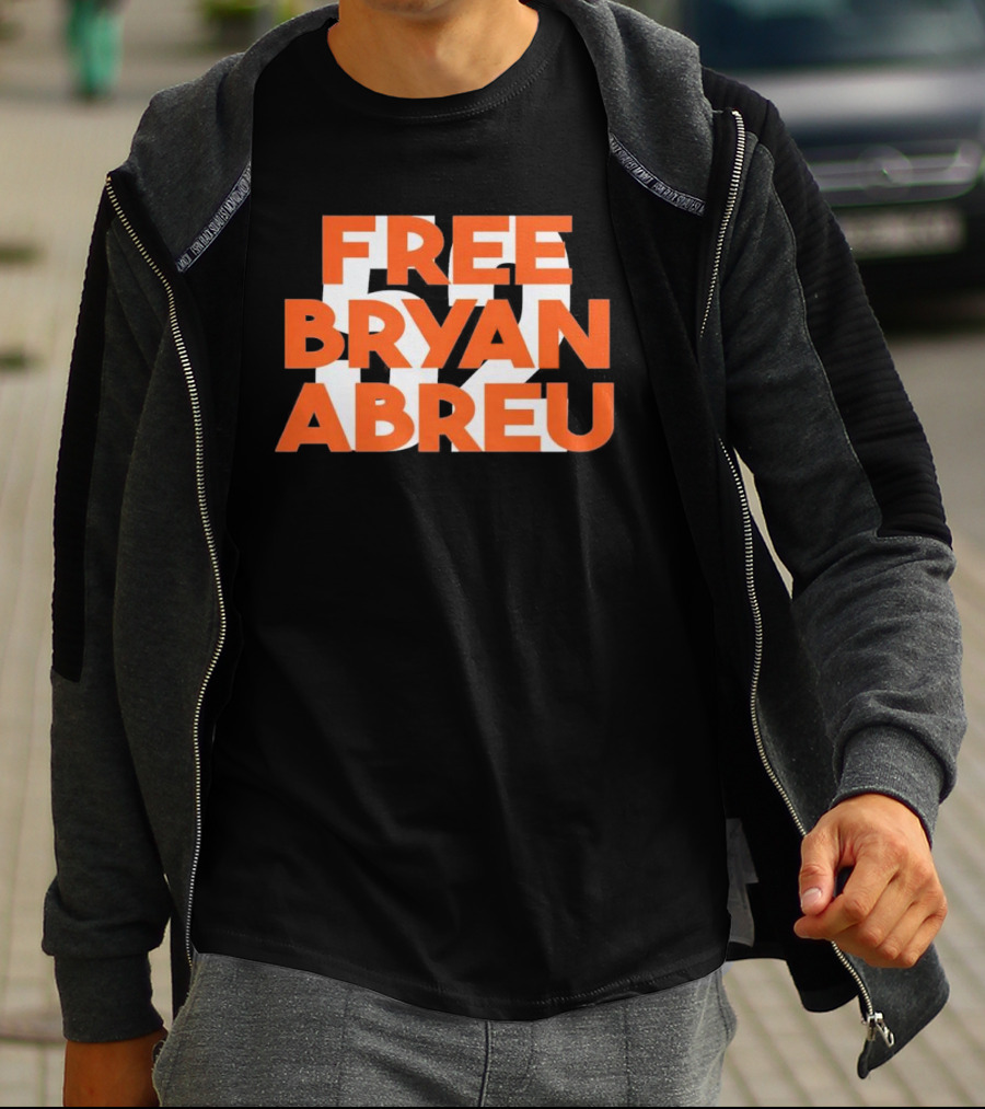 Free Bryan Abreu 52 Bold Orange Text T-Shirt